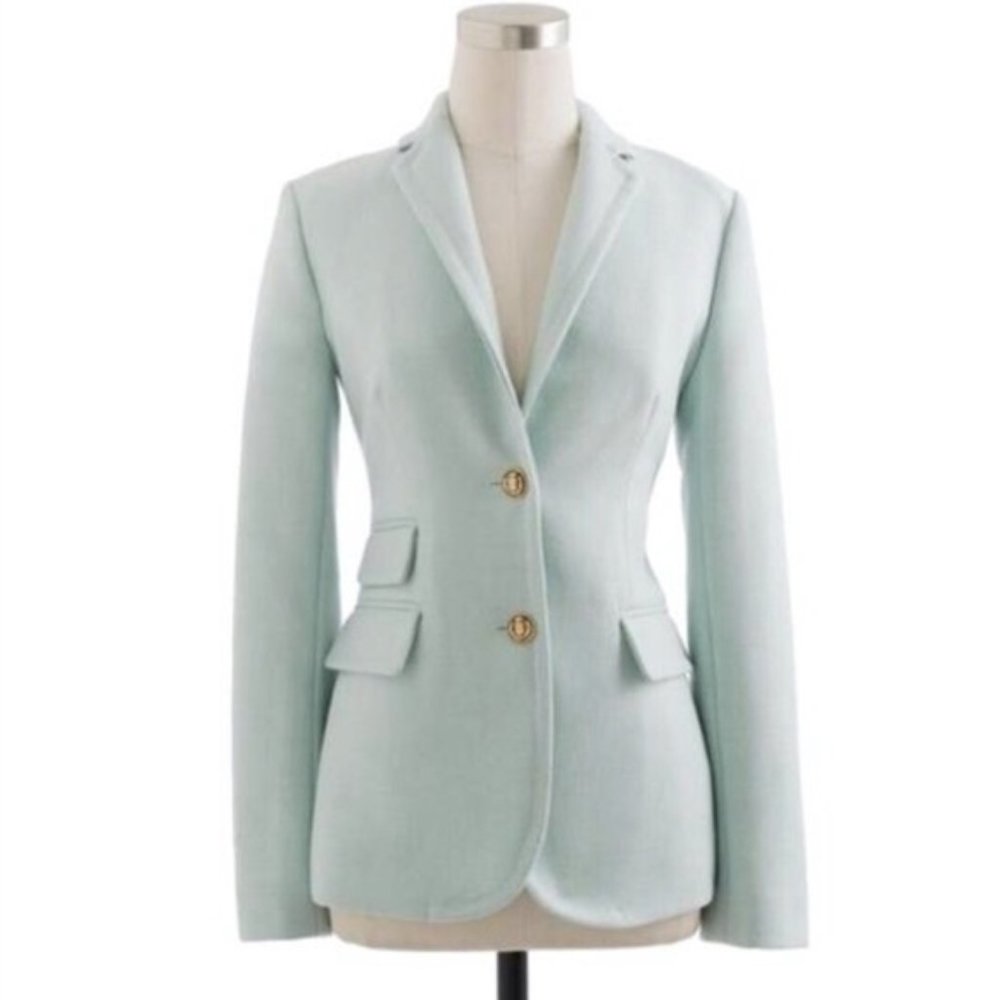 J.Crew Mint Blue Hacking Wool Blazer Jacket 12 NWT